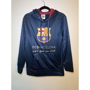 FC Barcelona Hoodie Mens Small Red Soccer Pullover Fleece Sweatshirt